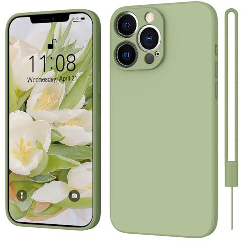 ORDA for iPhone 13 Pro Max Case Silicone Ultra Slim Soft Gel Rubber Cover for iPhone 13 Pro Max Phone Case Thin Anti-Scratch Microfiber Lining Compatible for 6.7 inch Matcha Green