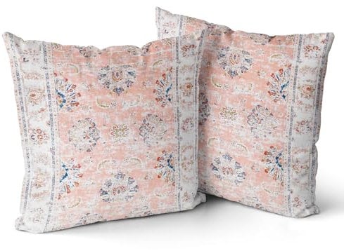 Snycler Boho-Kissenbezüge, 50,8 x 50,8 cm, 2er-Set, Monaco-Teppich, Perserteppich, doppelseitiges Muster, kurzer Plüsch, Baumwolle, weicher Kissenbezug, Kissenbezug für Couch, Sofa, Bett, dekorativ