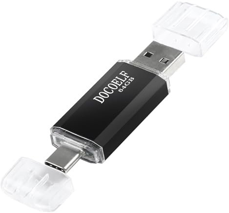 DOCOELF Chiavetta USB Type C 64 GB, 2 in 1 OTG USB 2.0 Memoria Stick Portatile Penna Pendrive 64gb Flash Drive per PC Tablet Laptop Smartphone Huawei, Xiaomi, Oneplus Etc (Nero)