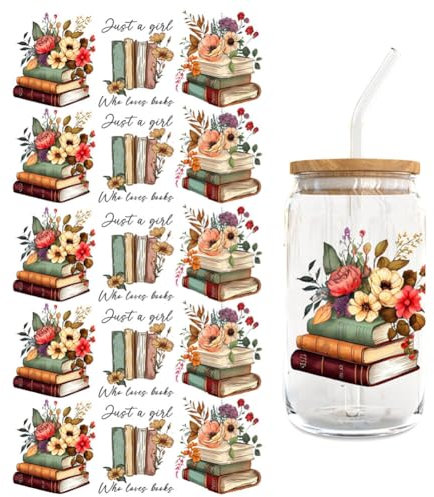 Floral Theme Waterproof Transfer Aufkleber,Asudaro 5 Blätter Waterproof Dtf Cup Decals Becher Aufkleber 16oz Becher Transfer Aufkleber Ästhetische Farbe Aufkleber Wasserfeste Klar Rub on Sticker Typ 4