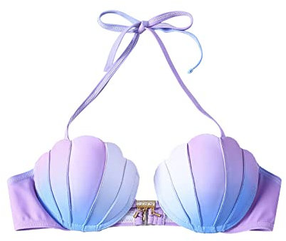Steinhart Uhren Riemchen-Bikinioberteil aus Muscheln mit Farbverlauf -Badeoberteile Push-Up-Badeanzugoberteile für Frauen mit Bügel Taschenrechner Uhr (F, XL)