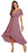 Ever-Pretty Abito da Ospite Scollo A V Maniche A Volant Gonna A Trapezio Abiti Cerimonia Donna Eleganti Orchidea 40