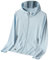 UV Schutzkleidung Damen Ice Silk Atmungsaktive Leichte Sport Jacke Sonnenschutz Hoodie Full Zip Laufshirt Langarm Sun Shirt Sportshirt Für Running Wandern Outdoor Surfen Mit Taschen Hellblau M