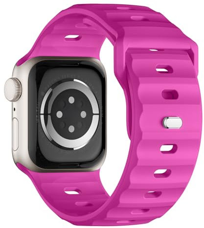 Cinturino sportivo compatibile con Apple Watch Ultra 2, 49 mm, 46 mm, 45 mm, 44 mm, 42 mm, per uomo, in silicone, impermeabile, per Apple Watch 10, 9, 8, SE 7, 6, 5, 4, 3, Ultra, Barbie Rosa