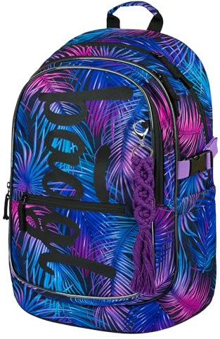 Baagl Schulrucksack für Jungen, Schulranzen für Kinder mit ergonomisch geformter Rücken, Brustgurt und reflektierende Elemente für Weiterführendeschule Mittelschule (Palm)