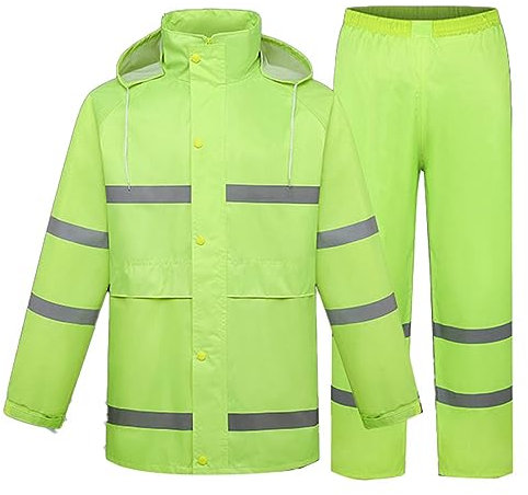 Kobilee Regenanzug Damen Herren - Reflektierende Anzug mit Kapuze Motorrad Fahrradbekleidung Packbare Regenjacke+Regenhose Arbeit Regenbekleidung Wandern Regenoverall Outdoor Regenkombi