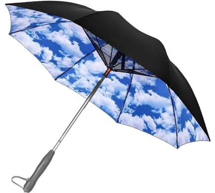 Umbrella With Fan And Mister, 2024 New Uv Blocking Umbrella With Fan, Sun Umbrella UV Protection, USB Rechargeable Fan Umbrella, Portable Cooling Fan Umbrella For Summer Travel, sky blue, Rechargeable