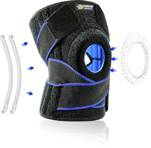 UBRAVE Tutore Ginocchio, Regolabile Ginocchiera Sportiva Neoprene, Tutore Ginocchio Con Stabilizzatori Laterali e Cuscinetti In Gel, Per Corsa, Lesioni Al Menisco, Infortunio Sportivo (M/Nero)