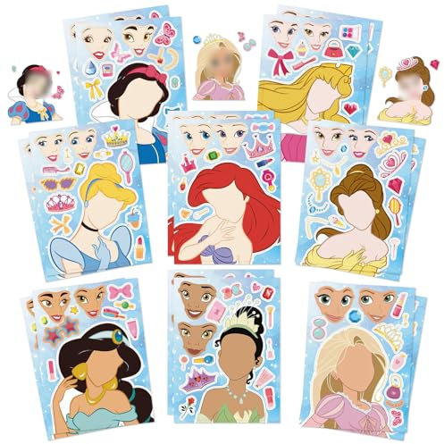 Chukua Sticker Prinzessin-16Pcs DIY Aufkleber Anime Personalisierte Stickers Deko- Kawaii Sticker Set Geschenk Give Aways Geburtstag Deko Gastgeschenke Party Mitgebsel für Laptop Skateboard Scrapbook