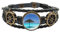Ocean Beach Armband mit grünem Baum, Art-Deco, modisches Leder, geflochten, M, Metall