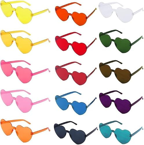 Minnhua 15 Paar Herz Sonnenbrille Herz Brille Party Sonnenbrille Herzform | 15 Farben Herzbrille Bunt Partybrillen Set Lustige Brillen Party Brillenfür Geburtstagsfeier Erwachsene Jungen Mädchen
