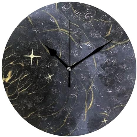 Amooorous Orologio rotondo nero oro rosa 25,4 cm per cucina da parete silenzioso moderno per aula cucina casa