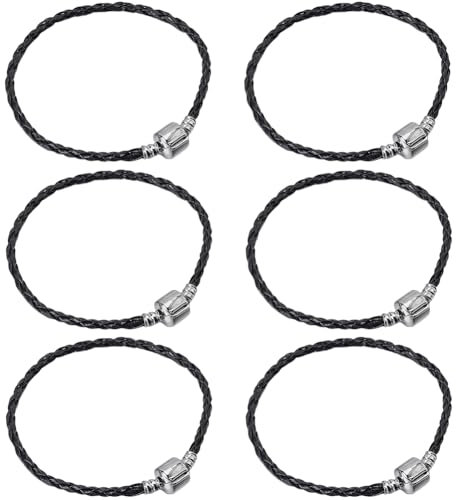 SUNNYCLUE 20 pièce de Cordon de Bracelet Tressé en Cuir Noir avec Fermoir en Similicuir PU Chaîne Étendue Artisanat Fabrication de Bracelets en Dentelle Accessoires pour la Fabrication de Bijoux Brace