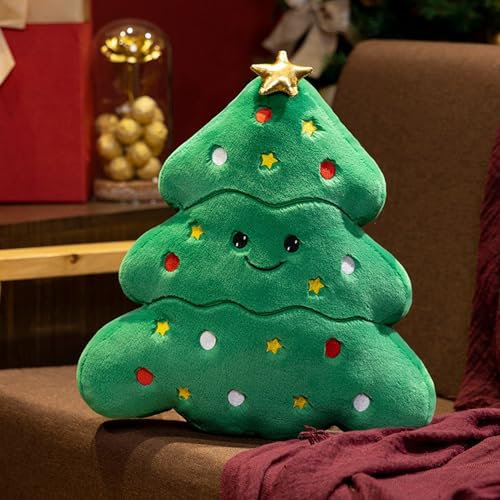 Weihnachtskissen aus Plüsch, Süßes Weihnachts Kissen, Weiches Plüsch Weihnachten Sofakissen, Winter Deko Niedliche Dekokissen, Weihnachten Aesthetic Deko Innen Zierkissen Zuhause (Tannenbaum)
