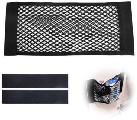 XURJUMI Kofferraum Netztasche, 50x25cm Organizer Netz mit 2 Klett fürs Auto zum Aufbewahren & Verstauen, Autozubehör Innenraum