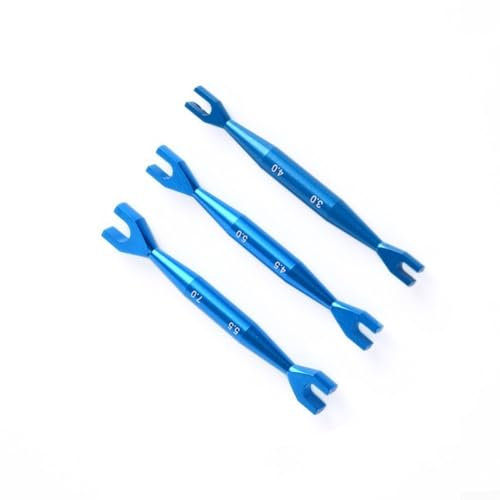 RemixAst Hochleistungs-Doppelend-Maulschlüssel-Set für ferngesteuerte Autos, 3-teilig, Aluminium-Werkzeuge, entworfen für Tamiya Axial SCX10, Blau