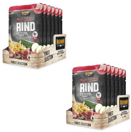 Belcando Finest Selection Adult Rind mit Spätzle und Zucchini | Doppelpack | 2 x 6 x 300 g | Feuchtnahrung für Sensible oder wählerische Hunde | Praktischen Einzelportionen
