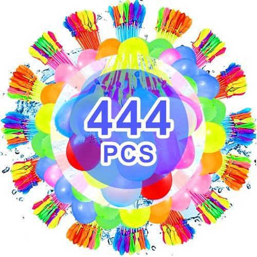 STFYUG 444 Stück Wasserbomben Selbstschließend,Bunt Wasserballons mit 4 Wasserhahn Anschluss,Wasserballons Wasserbomben,60 Sekunden Schnellfüller, Ohne Manuelles Verknoten