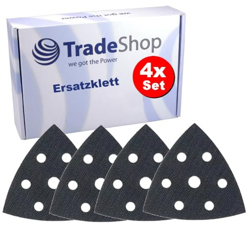 4x Trade-Shop Ersatzklett 93x93x93mm selbstklebend Dreieck kompatibel mit Meister MDS260-1, kompatibel mit Duro D-DS 280, 300, 301, kompatibel mit Bosch PMF 220 CE, 350 CES