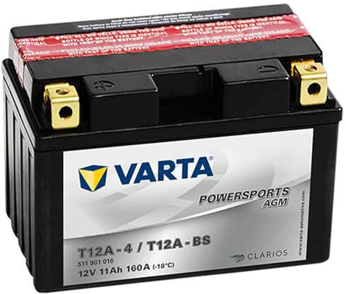 Batteria Moto Varta POWERSPORTS AGM 511 901 016-11Ah - Spunto 160A - T12A-BS (T12A-4) - YT12A-BS (YT12A-4) - FT12A-BS (FT12A-4) - 150mm - 88mm - 105mm