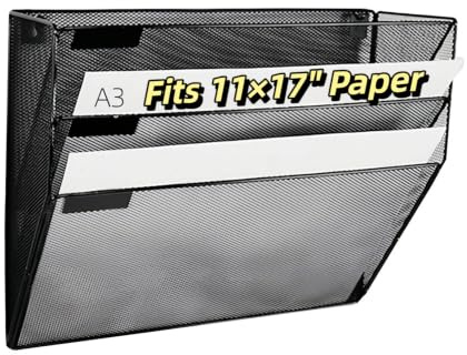 YFS Wandordner mit 3 Ebenen, A3, Büro-Hänge-Zeitschriftenhalter, vertikaler Briefpapier-Ordnerhalter, Heimbüro-Organisation und Aufbewahrung, Schwarz (3 Etagen, schwarz)
