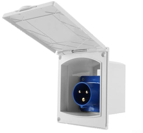 FACULX Toma de corriente impermeable para caravana, enchufe al aire libre, clasificación IP44, caja de entrada eléctrica, para caravana, caravana, remolque, con cubierta protectora, 16 A, 220 V-250 V