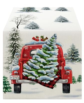 LOZULO Modern Weihnachten Tischläufer,Weihnachtsmann Tisch Dekoration Drinnen Urlaub Party Dekor,Table Runner Outdoor Abdichtung Table Runner 40x140 cm