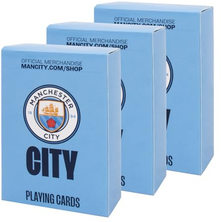 MANCHESTER CITY Playing Cards - Official Football Gift 52-Card Deck, 3 Pack