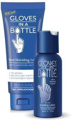 Gloves In A Bottle Shielding Lotion 100ml tube and 60ml bottle.Non greasy and fragrance free.Great for dry hands and feet!