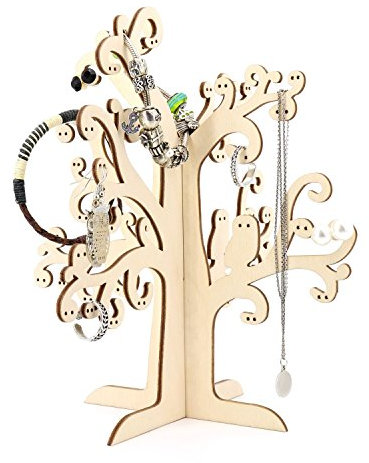 Arbre à bijoux en bois – Porte-bijoux décoratif pour ranger colliers, boucles d'oreilles, bracelets