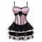 Jutrisujo korsett Damen vollbrust corsage kleid kurz rock mit träger strapse spitze schnürmieder burlesque gothic korsettkleid Rosa XL
