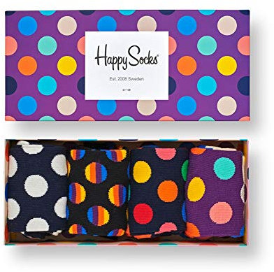 Happy Socks Gemischt farbenfrohe Geschenkbox an Baumwollsocken für Männer und Frauen,Schwarz/Weiss (Dot),36-40