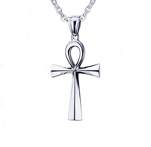 AILUOR Copte en Acier Inoxydable Ankh Religieux, Croix, Collier Pendentif, égyptien Mode clé de la Vie Ankh Croix Bijoux Collier pour Argent