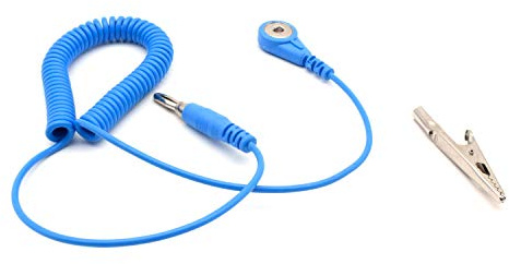 QUADRIOS GmbH ESD Schutz Spiral Cable Earth Cable 4 mm Push Button Spiral Cable 1.8 m and Adaptor Professional Antistatic Accessories (Standard Compliant EN 61340-5-1)