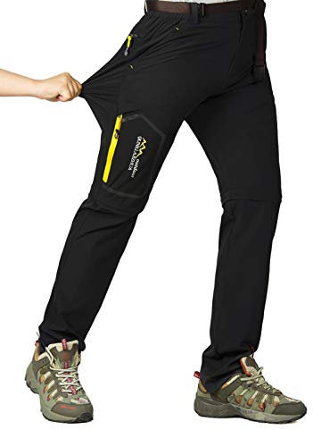 CLOUSPO Outdoor Hose Herren Zwei Teile zerlegbar Sonnenschutz Schnell Trocknend Wanderhose Funktionshose mit Gürtel (DE/NL/SE/PL, Alphanumerisch, M, Regular, Regular, Schwarz)