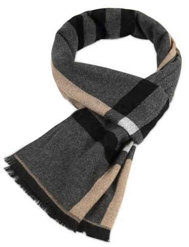 LumiSyne Premium Wollschal Für Herren Winter Geschäftsstil Klassischer Karierter Streifen Muster Weicher Kaschmir Langer Schal Mit Quaste