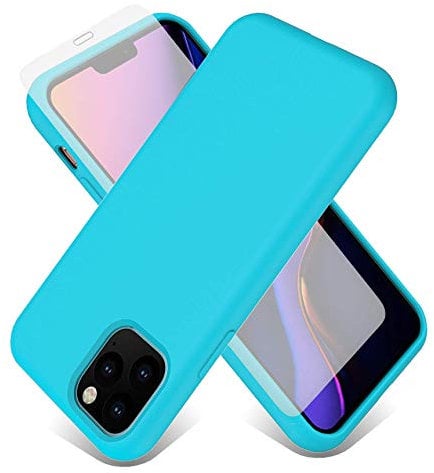 Gorilla Tech Blue Liquid Silicone Case For iPhone XR 6.1 inch With Gorilla Tempered Glass Screen Protector, Scratch Resistant, Gel Rubber Shockproof Cover with Soft Microfiber Interior