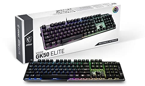 MSI Vigor GK50 Elite Box White Tastiera Gaming Meccanica AZERTY FR, Switches Clicky, Ergonomici, Finitura Metallo Spazzolato, Base Antiscivolo RGB Tasto Mystic Light, USB 2.0 -Full Size