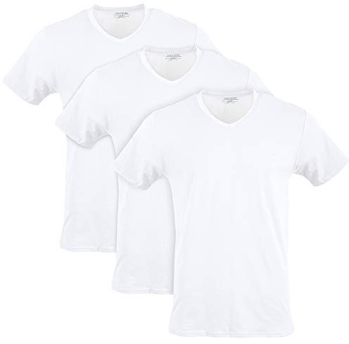 Gildan Men's Cotton Stretch T-Shirts, Multipack Underwear, Artic White (V-Neck 3-Pack), S (Pack of 3)