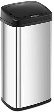 Fromm & Starck Poubelle Automatique De Cuisine En Acier Métal Ouverture Auto Sans Contact Électronique Capteur STAR_BIN_41 (40 l, Diode LED, Portée Capteur 30 cm, À Piles, Inox & ABS)