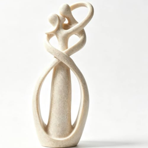 HERCHR Paar Umarmt Statue, Sandstein-Paar-Statue, Deko Figuren, Abstrakte Liebespaar Figur, Moderne abstrakte Umarmungs-Skulptur aus Polyresin, Deko Wohnzimmer, Home Store Dekoration 8,5 Zoll