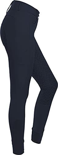 RIDERS CHOICE High Waist Vollbesatzreithose, Damen Reithose mit Silikonvollbesatz und Handytasche - RidersDeal Collection für Reiter, Dark Sapphire, Gr. 32