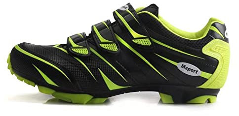 Msport MTB Schuhe Herren/Damen – Atmungsaktive, rutschfeste Fahrradschuhe, Kompatibel mit SPD-Systempedalen für Mountainbike & Indoor-Cycling - Grün 37 EU