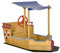 Outsunny Bac à Sable Bateau de Pirate en Bois - Voile d'ombrage, Coffre Rangement, gouvernail - Bois Sapin pré-huilé
