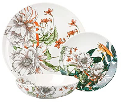 Maxwell & Williams II0093 Dinner Set 12 tlg. – Night Dinner – Porzellan bunt mit Blüten-Muster – in Geschenkbox