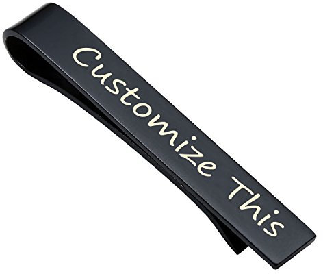 Zysta Personalisiert Krawattenklammer mit Gravur Edelstahl Krawattennadel Skinny Business Tie Clip für Männer Herren, Silber/Gold/Schwarz