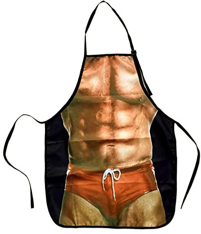 CCHAMP Delantal cocina, Hombre musculoso en calzoncillos, novedoso divertido delantal adultos hombres para cocina fiesta barbacoa, bromas divertidas regalo para decoración divertida despedida soltero