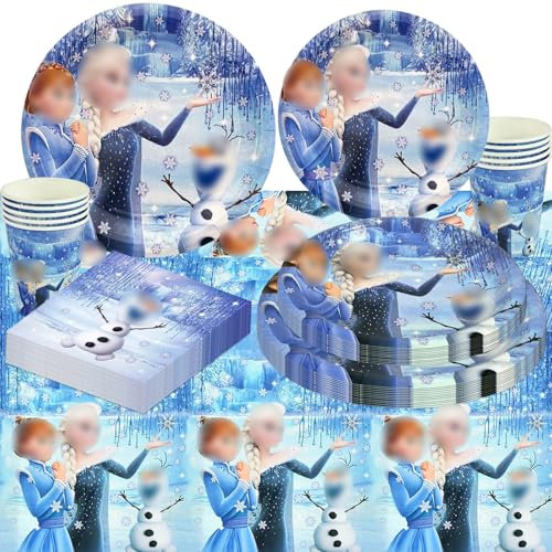 Pappteller Kindergeburtstag, Partygeschirr 51-teiliges Partygeschirr Set für Mädchen Geburtstag-7''Pappteller, 9''Pappteller, Tischdecke, Servietten, Pappbecher