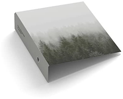 Ringordner | Ordner | Name + Wunschtext personalisieren | Wald Bäume Nebel | Mit Griffloch | für DIN A4 | 7,4 cm breit | Förster | Gartenbau