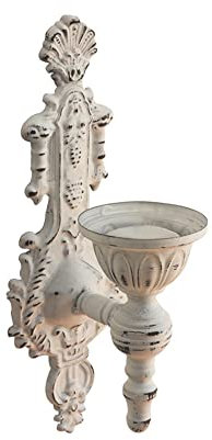 TentHome Kerzenhalter Wand Rustikal Kerzenständer Französisch Stabkerzen Wandleuchter Metall Kerzenleuchter Shabby Chic Wanddekoration für Wohnzimmer Esszimmer Antik Weiß (C)